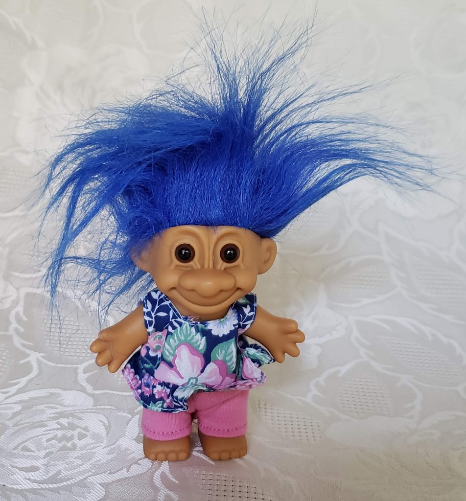 Russ Berrie Company Troll Blue Hair Doll Aunt Gladys Attic