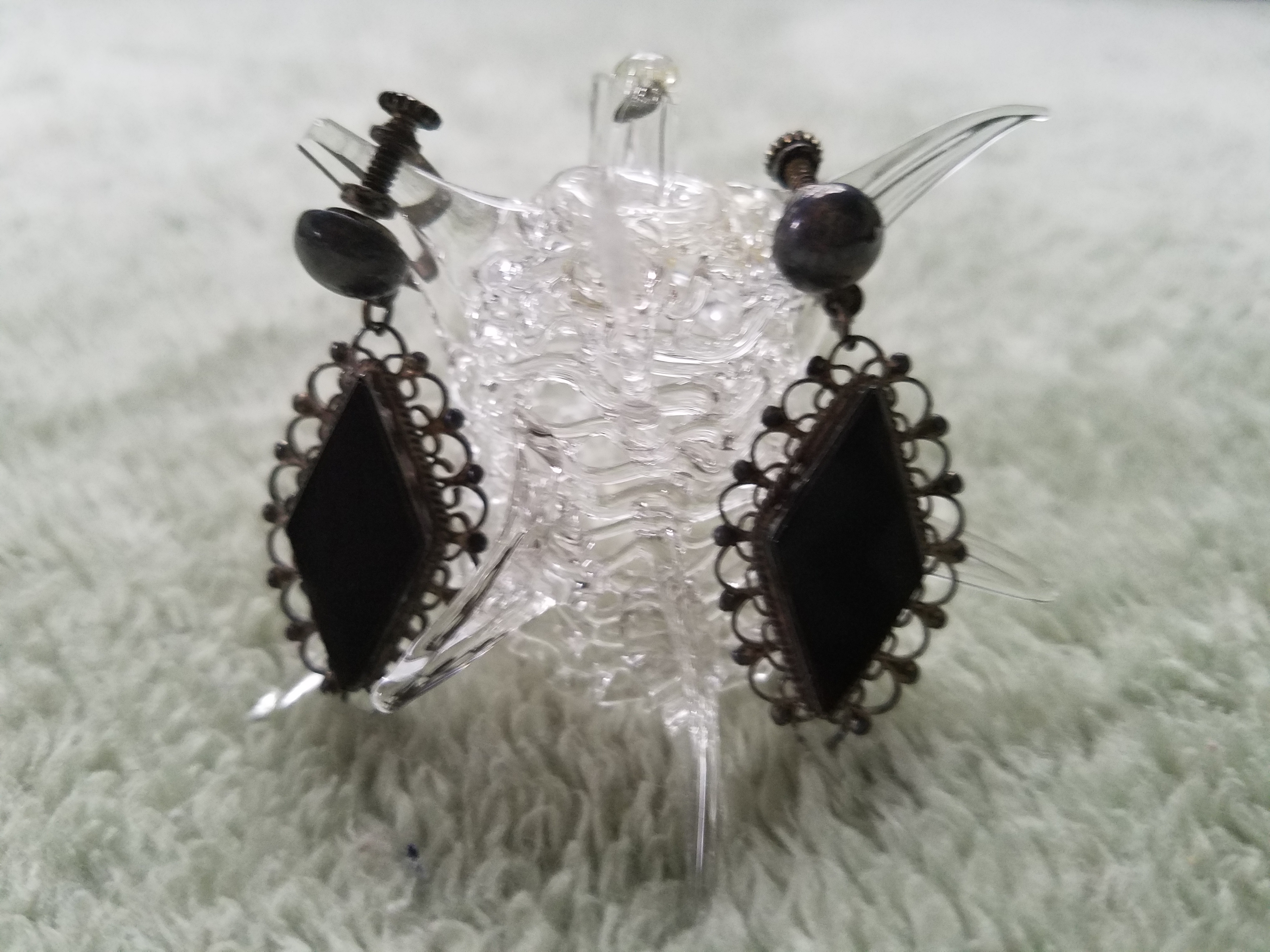 Vintage Sterling Silver Black “Diamond” Screw Back Earrings – Aunt Gladys'  Attic