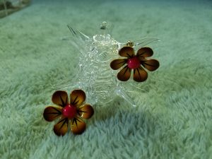 Vintage Mod Flower Clip On Earrings