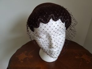 Vintage Black Scalloped Edge Fascinator with Netting