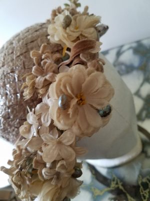 Vintage Peach and Pearl Floral Hat with Russeks Tag