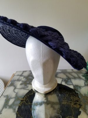 Vintage Navy Ruffle Hat