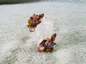 Vintage Purple Iridescent Clip On Earrings