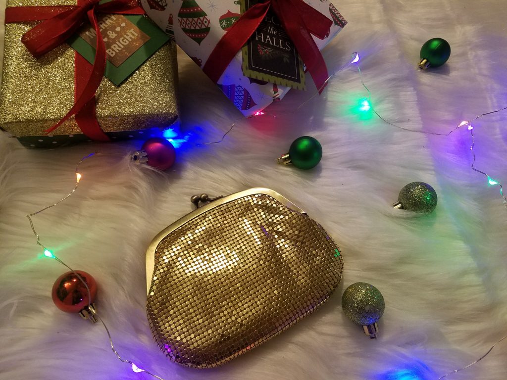 Gold Crystal Embroidery Micro Bag