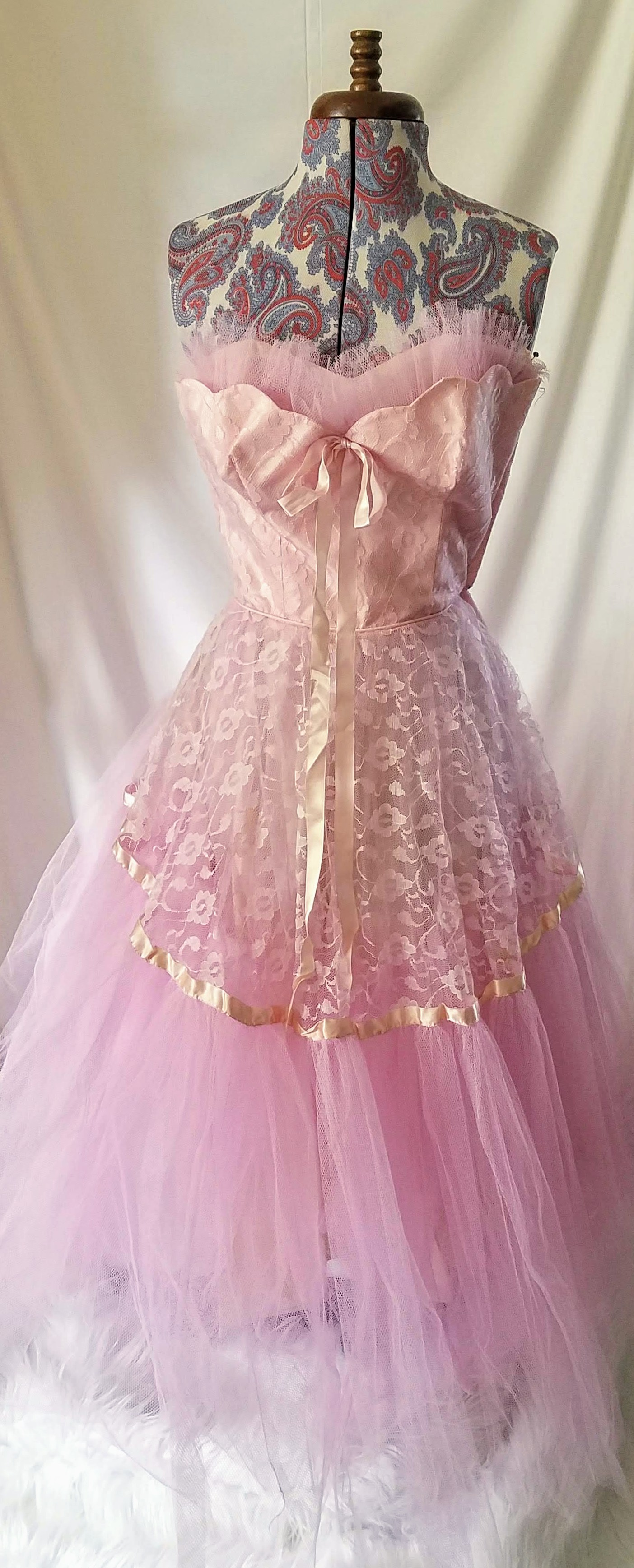 Andy Pink  Lace Cupcake Vintage  Prom Dress  Aunt Gladys 