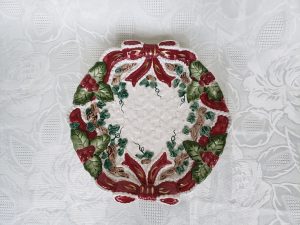Fitz & Floyd Omnibus Christmas Bows Holly Canope Plate