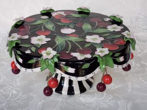 J. McCall Cherry Blossom Pedestal Cake Plate