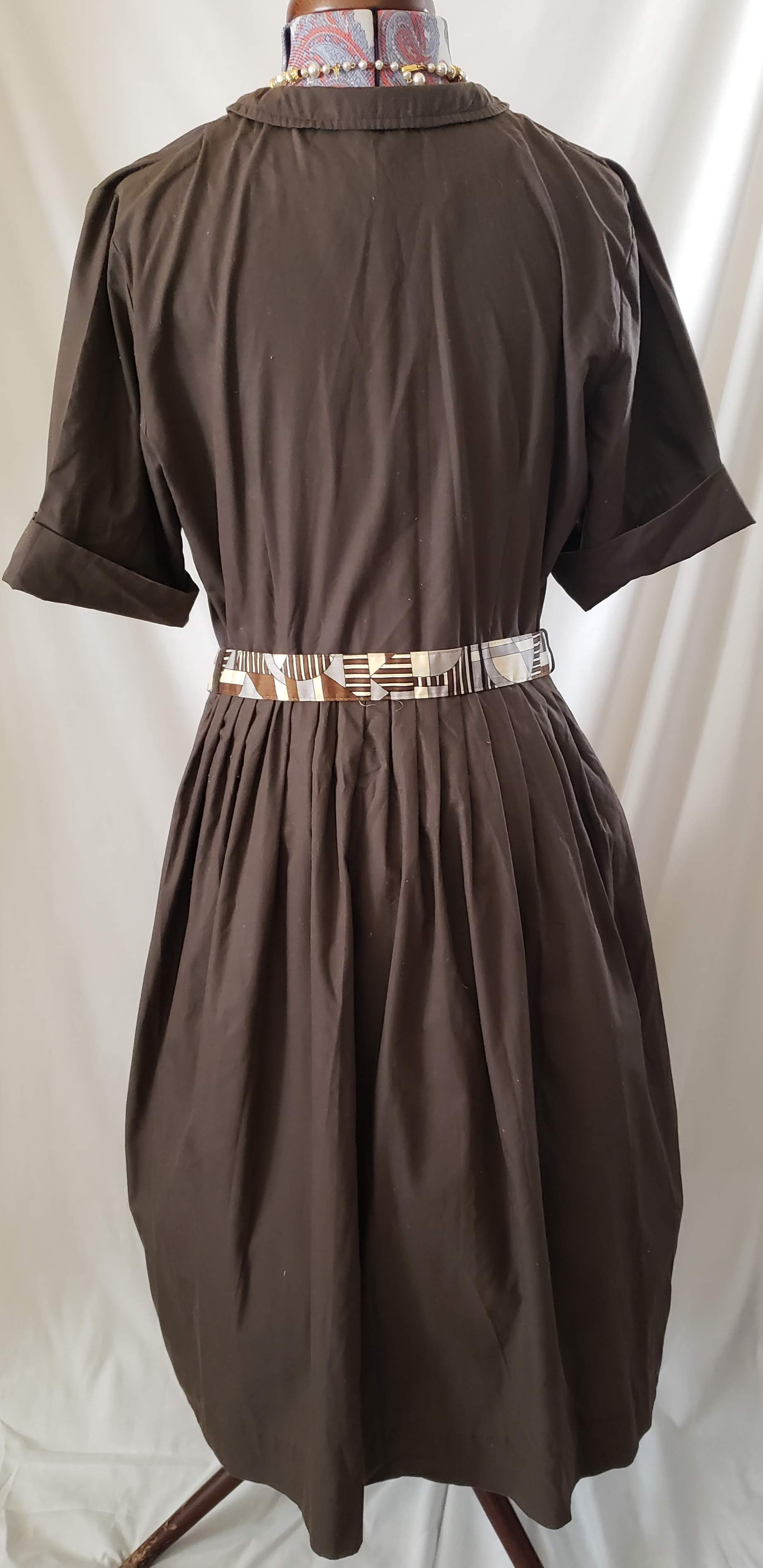 Vintage Chocolate Brown Adele Fashions Full Button Dress