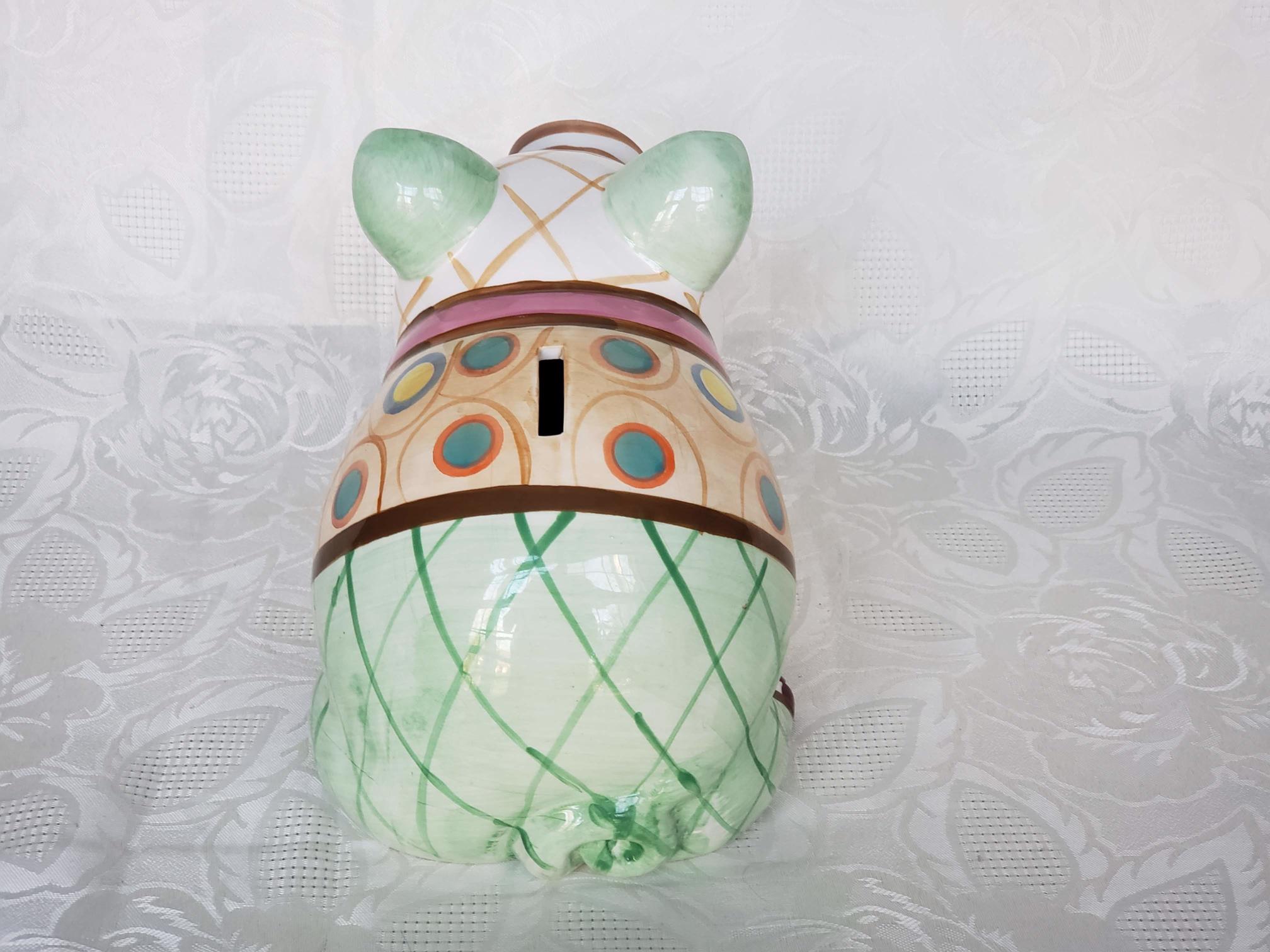 Color Block piggy bank in earthenware.