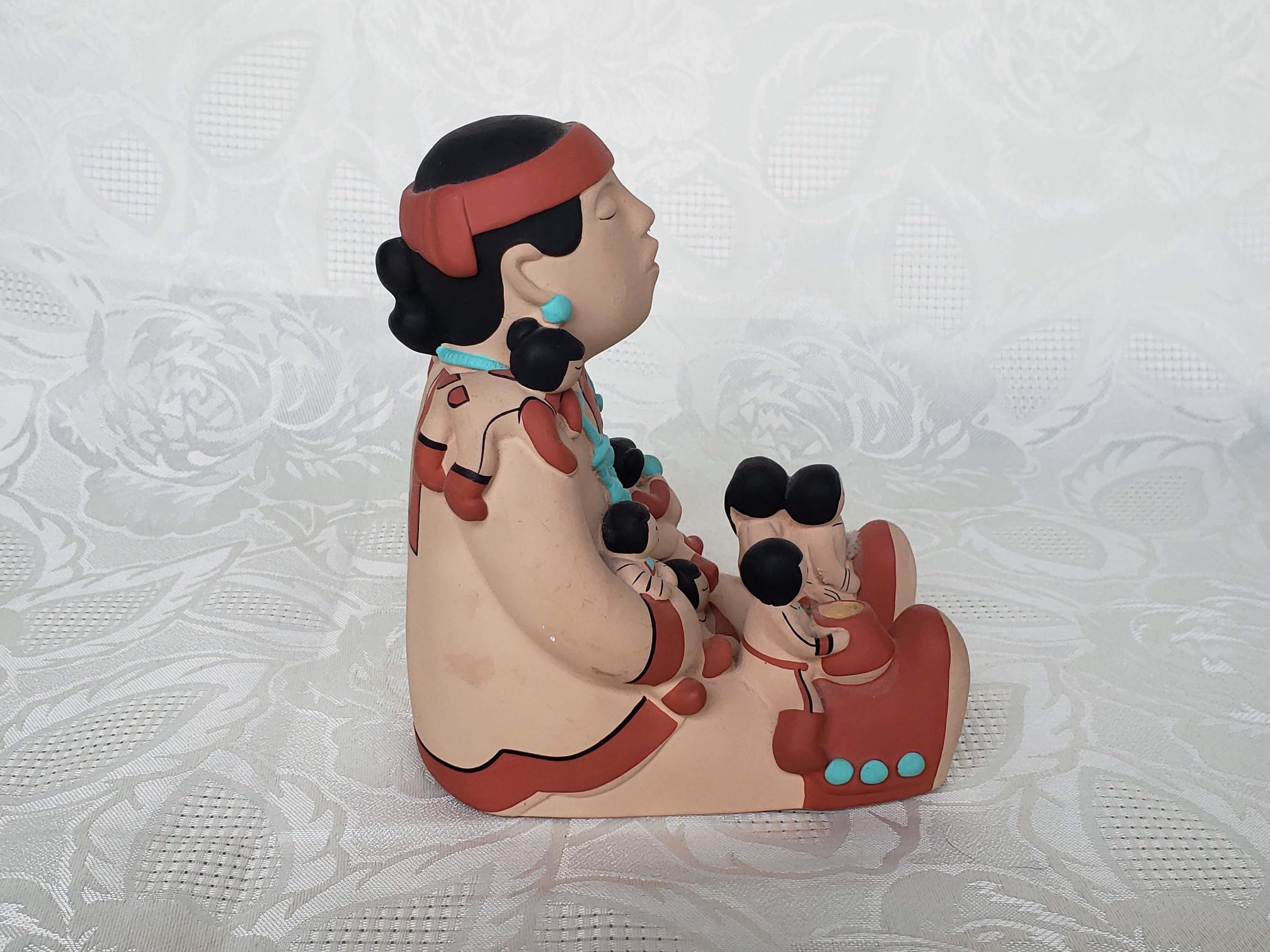 New Mexico Cleo Teissedre Southwestern Native American Storyteller Figurine ~ Free Shipping U.S.A ~ Signed Teissedre 86 Fine Tucson