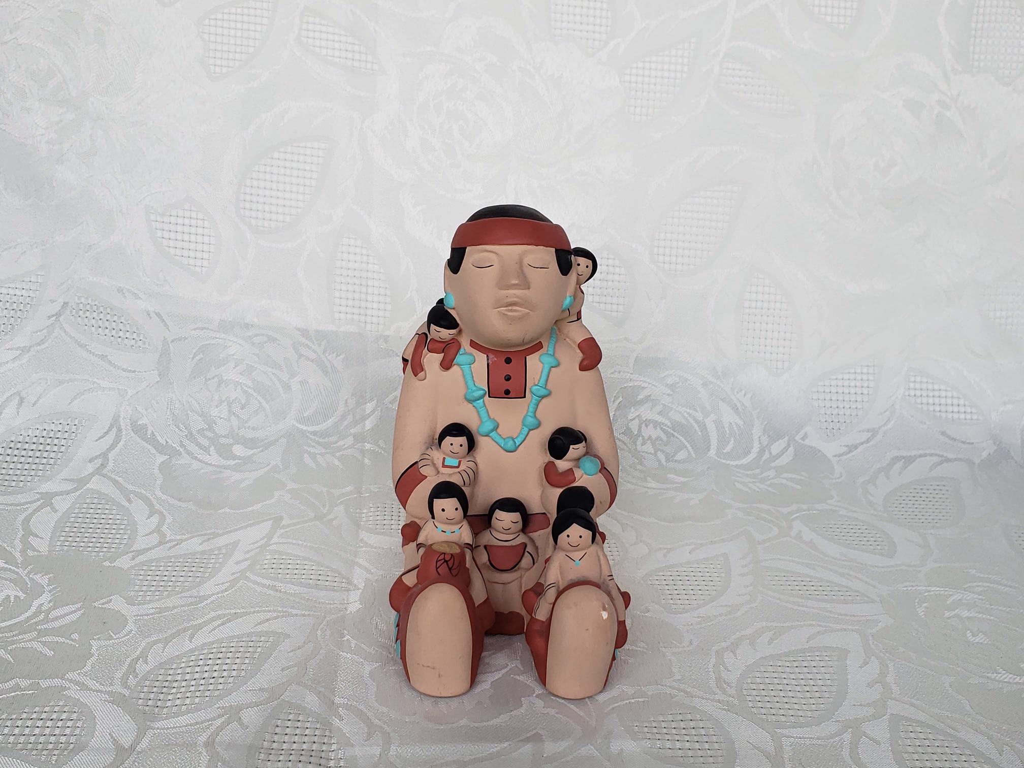 New Mexico Cleo Teissedre Southwestern Native American Storyteller Figurine ~ Free Shipping U.S.A ~ Signed Teissedre 86 Fine Tucson