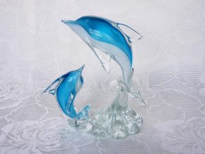 Glass Dolphins Sculpture Paperweight