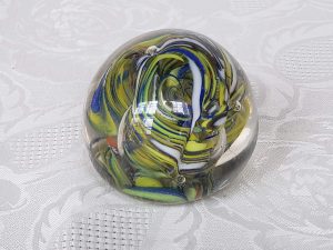Round Green Swirl Bubble Paperweight