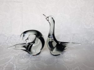 Signed Pair Franco Bottaro Italian Murano Glass Duck Sculptures
