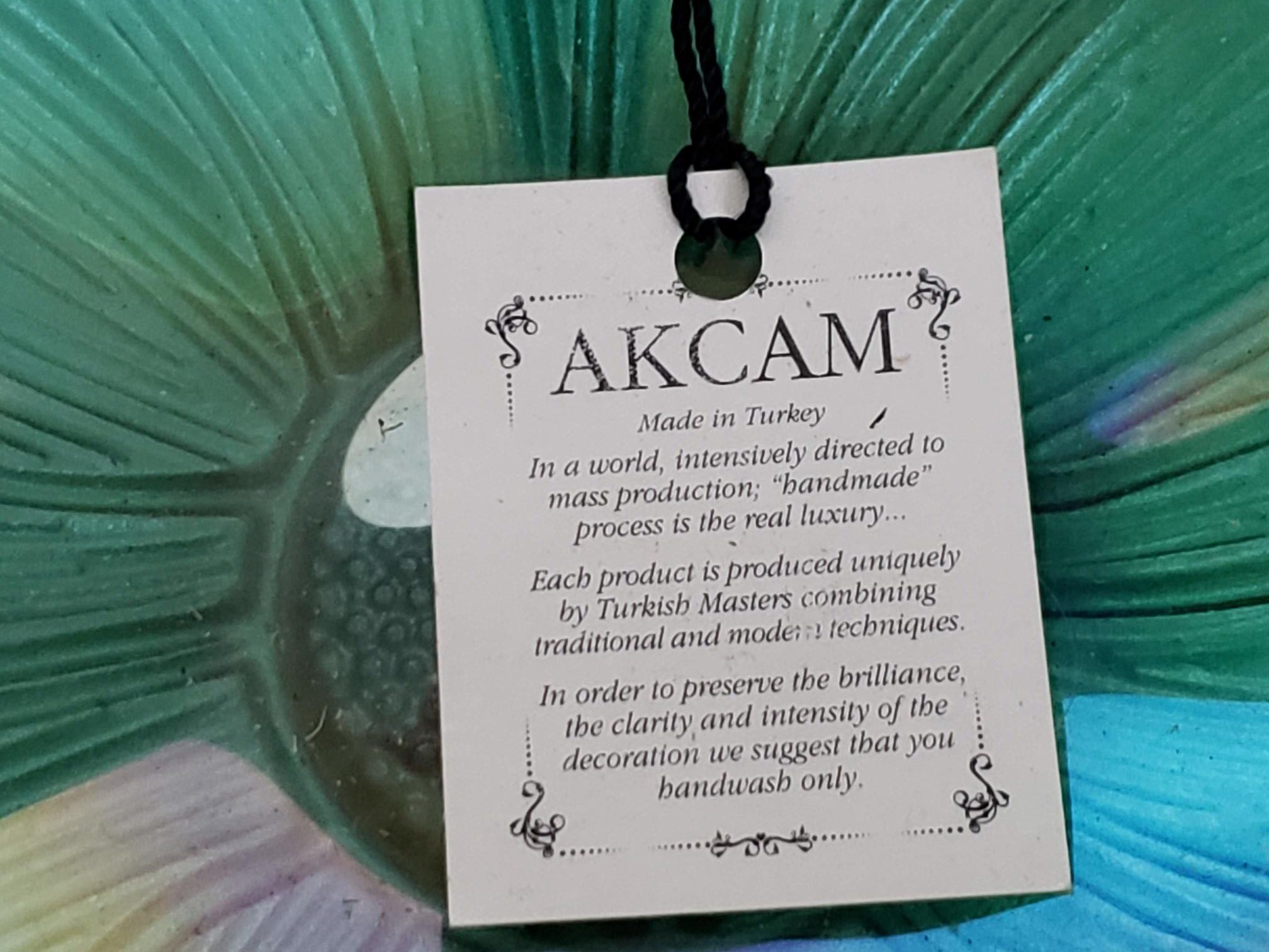x4 Akcam Turkish Glass Flower Dessert Bowl Set Fall Colors Green Iridescent NEW