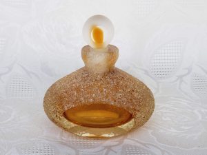 Fifth Avenue Crystal Gold Amber Perfume Bottle