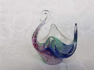 Glass Swan Trinket Dish