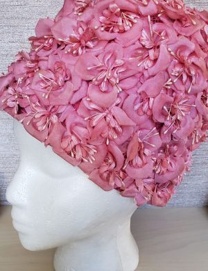 Lady in Pink Vintage Beehive Floral hat