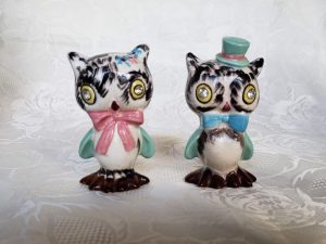 Rhinestone Eyes Owl Salt Pepper Shakers