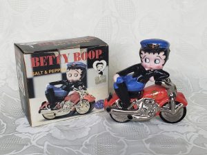 Clay Art Betty Boop on Motorcycle Salt & Pepper Shakers