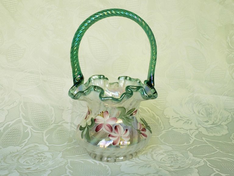 Vintage Fenton 90th Anniversary Hand Painted Glass Basket – SOLD – Aunt ...