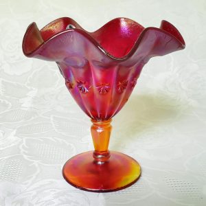 Fenton Red Carnival Pedestal Bowl