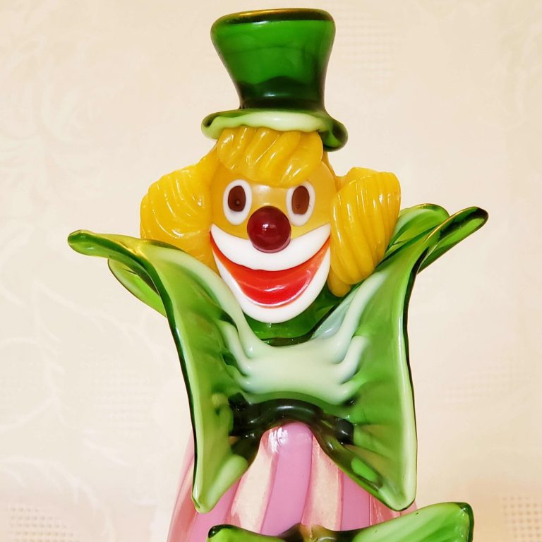 Murano Glass Circus Pink Stripe Clown Figurine – Aunt Gladys' Attic