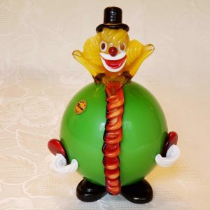 Murano Green Circus Clown Glass Figurine