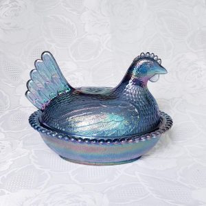 Vintage Indiana Carnival Glass Hen Covered Bowl