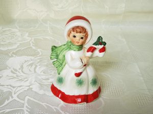 Vintage Lefton Christmas Girl With Candy Cane Figurine #7698