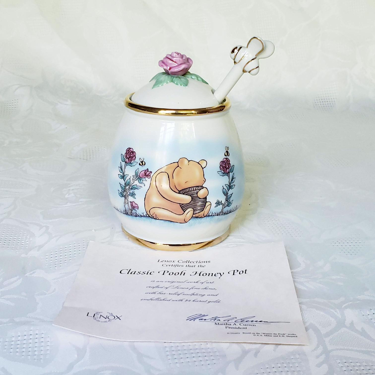 Lenox Disney Winnie The Pooh Classic Pooh Honey Pot – SOLD and Dipper  Drizzler – Aunt Gladys' Attic