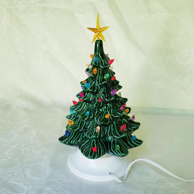 Vintage Ceramic Green Light-up Christmas Tree Holly Base – Aunt Gladys ...