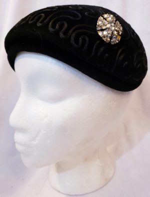 Black Rhinestone Brooch Vintage Hat