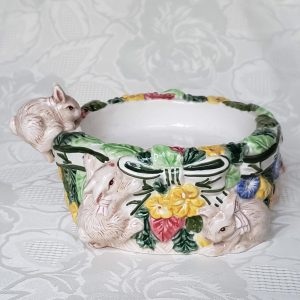 Fitz and Floyd Bunnies & Blooms Ceramic Candle Stand