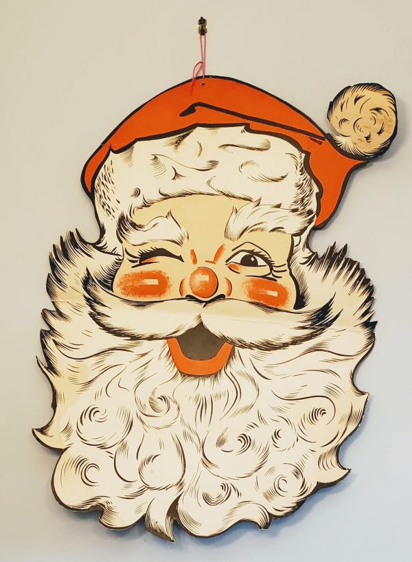 Vintage Cardboard Santa Face