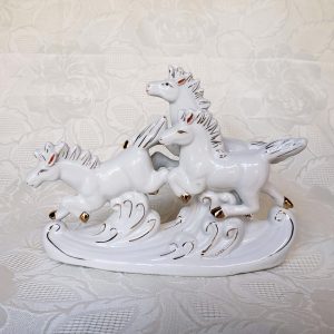 Three Running White Horses Figurine