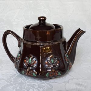 Vintage Brown Asian Motif Teapot