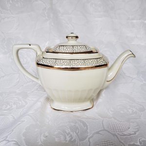 Vintage Hall Ivory Gold Accent Teapot