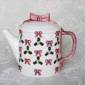 Lord & Taylor Holiday Ribbons and Holly Teapot