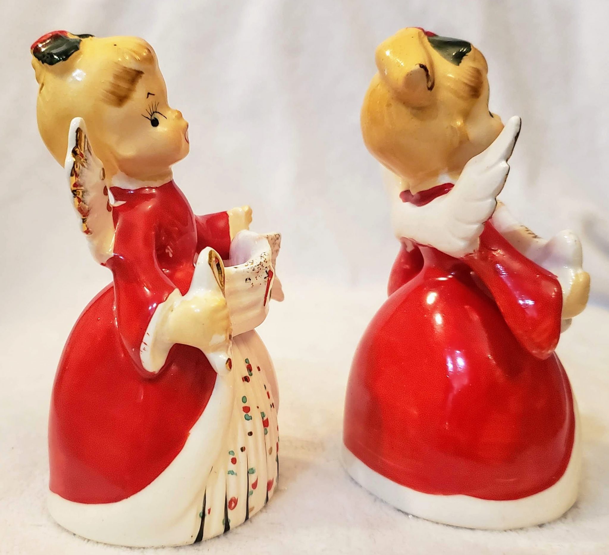 Vintage Japanese Reading Boy and Girl Salt and Pepper Shakers
