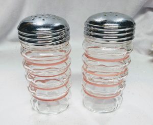 Pink Stripe Salt and Pepper Shakers