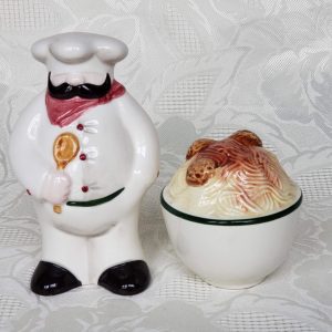 Vintage Italian Chef and Pasta Bowl Salt and Pepper Shakers