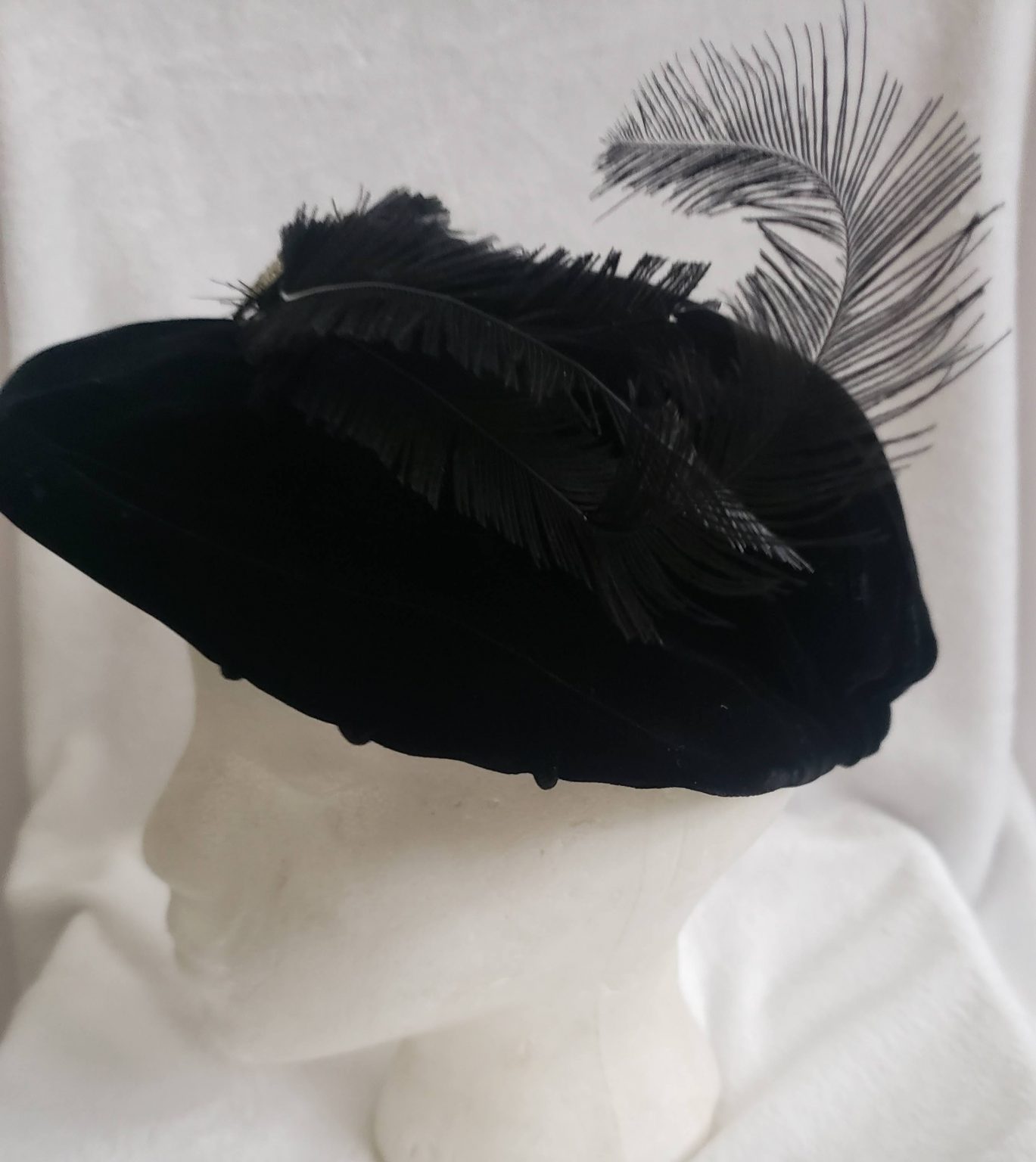 Athos Rhinestone and Black Feather Vintage Hat Aunt Gladys' Attic