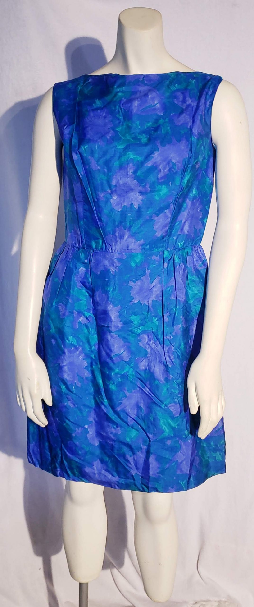 Vintage Silk Hayette Two-Piece Blue & Green Dress - Aunt Gladys' Attic