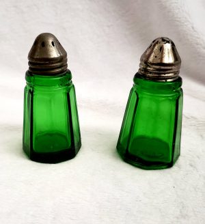 Vintage Green Glass Salt